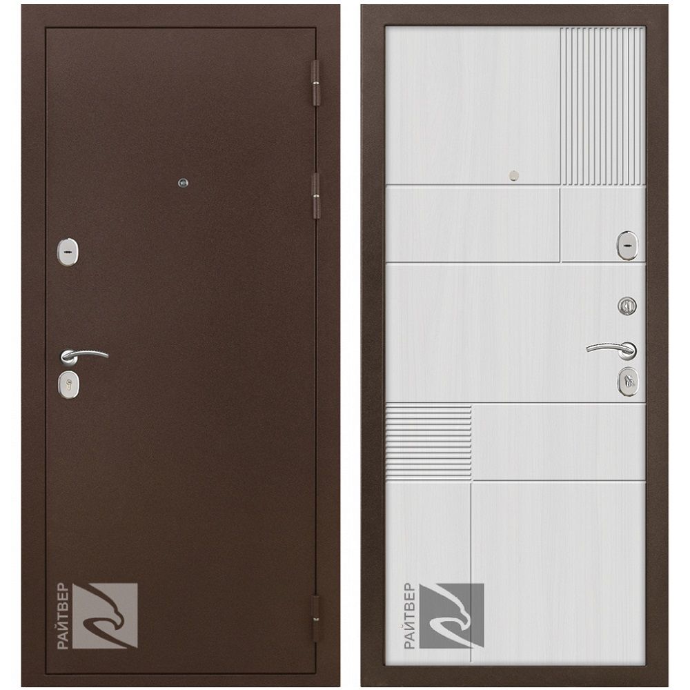 Дверь стальная Райтвер К-5 (Дуб белый) 860х2050 левая (фурнитура внутри)