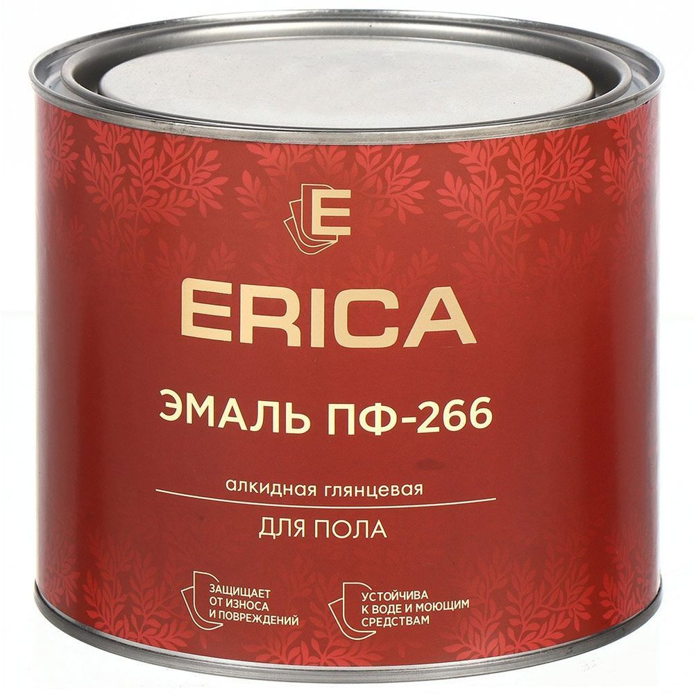 Эмаль ПФ-266 д/пола КРАСНО-КОРИЧНЕВАЯ 1,8 кг (6шт) Erica
