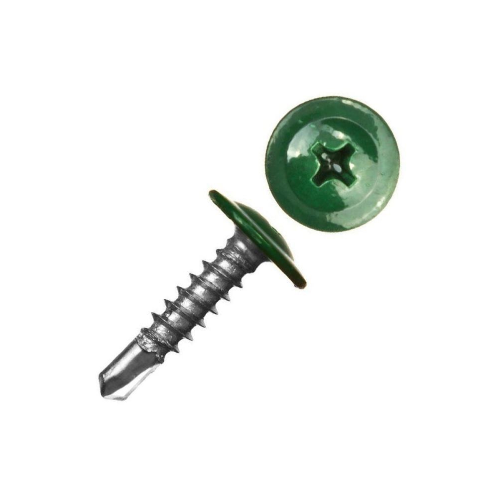 Саморезы с пресс-ш. сверло 4,2х25  RAL 6005 (зеленый мох) 100шт пакет zip lock