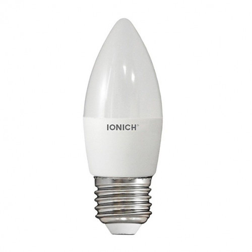 Лампа светодиодная  8Вт свеча 6500К  хол. белый свет LED E27 С37 230В IONICH 1539 (10/100 шт)