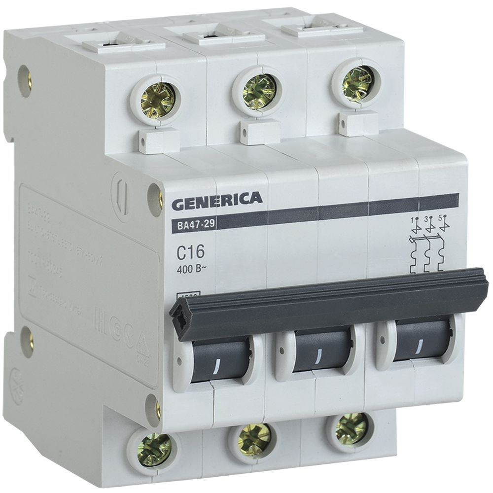 Автоматический выключатель ВА 47-29 4,5кА, С 20А, 3П, GENERICA MVA21-3-020-C-G (4шт)