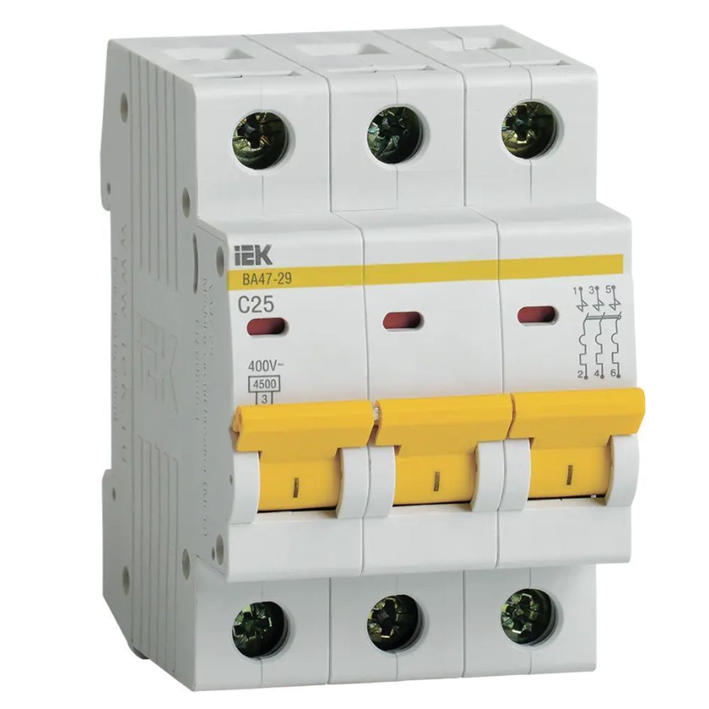 Автоматический выключатель ВА 47-29 4,5кА, С 25А, 3П, IEK MVA20-3-025-C (4шт)
