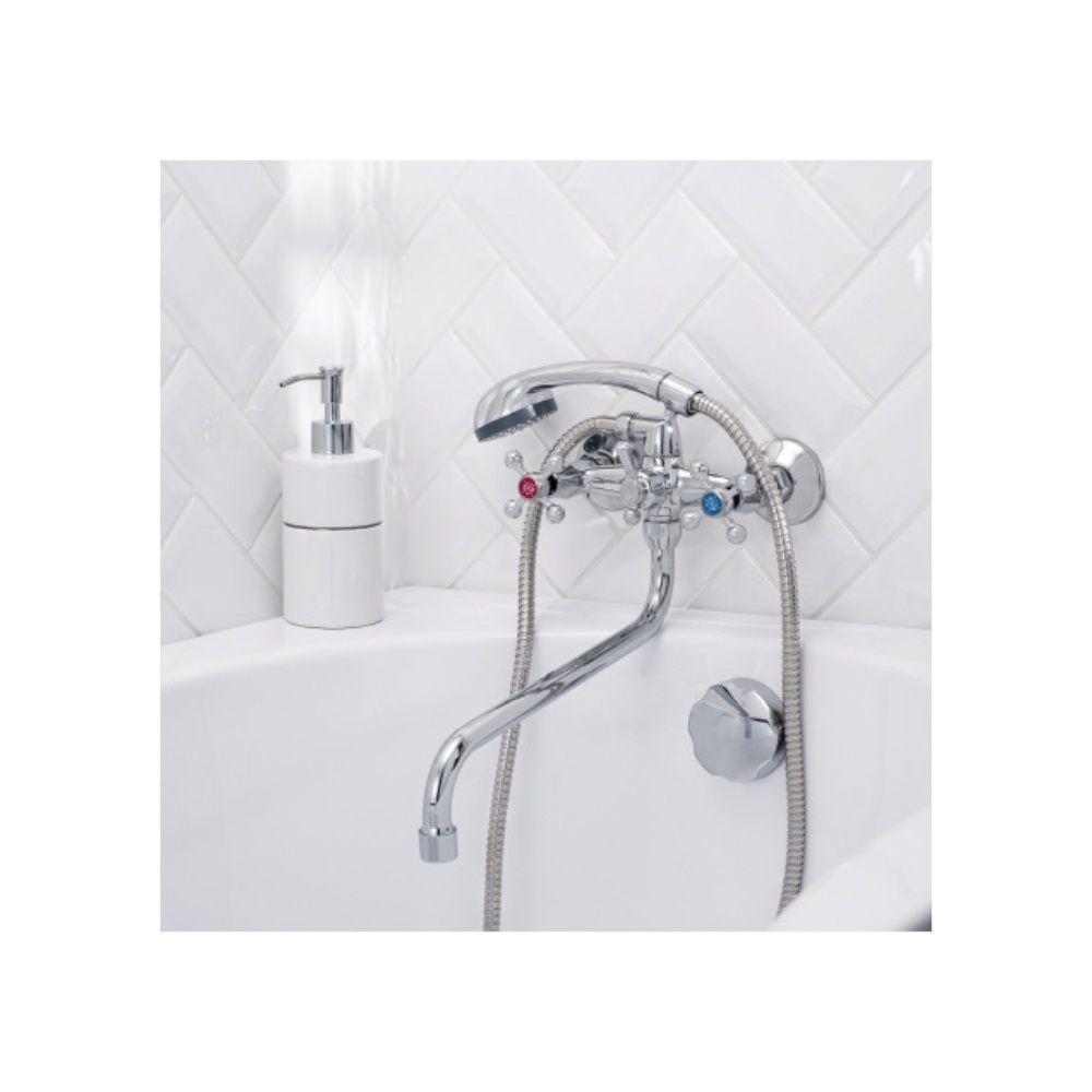 Смеситель для ванны с душем РМС SL71-143Р двухвентильный с длинным изливом