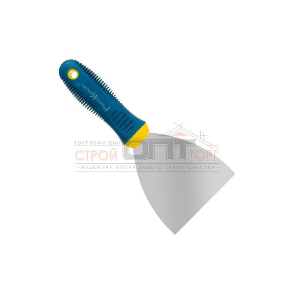 Шпатель нержавеющий 100мм с обрезиненной ручкой SOFT 12-0-410 (кратность 12шт)